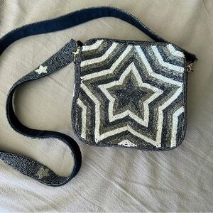 Black and White Beaded Women's Bag